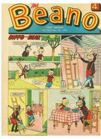 Beano 1477 - Bear - Ladder - Saw - Suspenders - Red Checkered Tablecloth