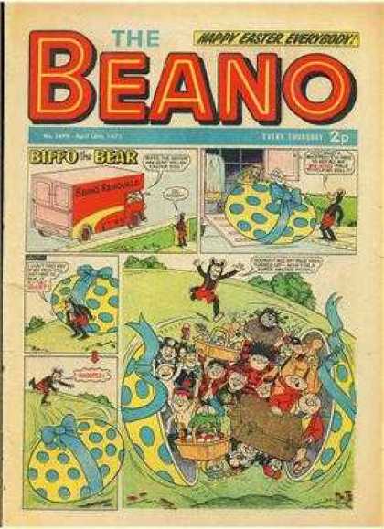 Beano 1499 - Bear - Biffo - Easter Egg - Delivery Truck - People In Egg