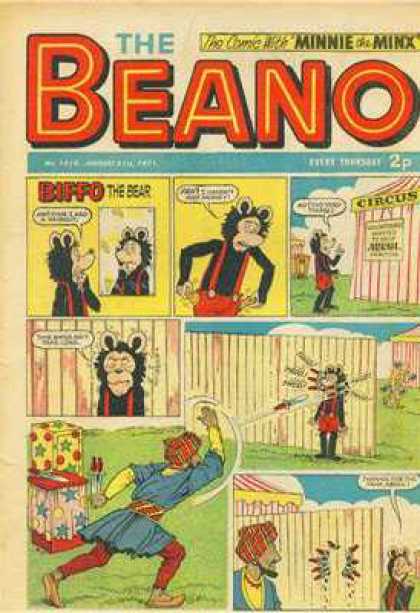 Beano 1518 - The Comic With Minnie The Minx - Suspenders - Circus - Knife Throwing - Biffo The Bear