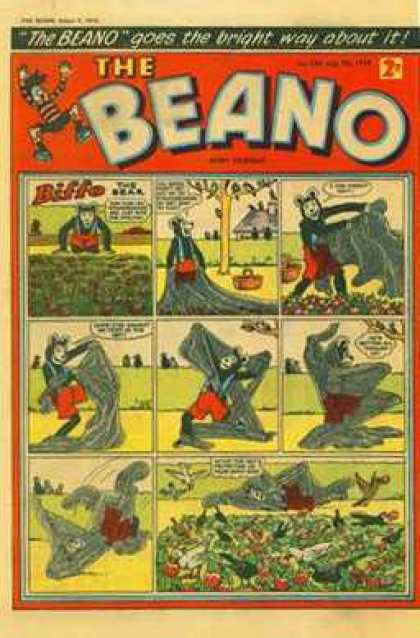 Beano 838 - Comic Strip - Biffo The Bear - Picnic - Outdoors - Tangled