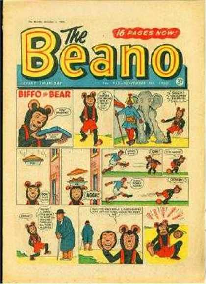Beano 955 - 16 Pages Now - Biffo The Bear - Elephant - Pie - Man