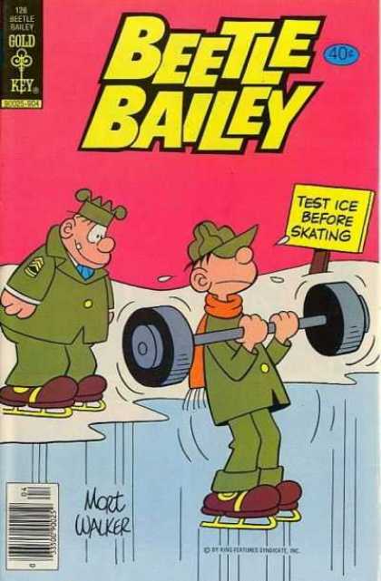 Beetle Bailey 126 - Gold Key - Mort Walker - Ice - Skating On Thin Ice - Barbell