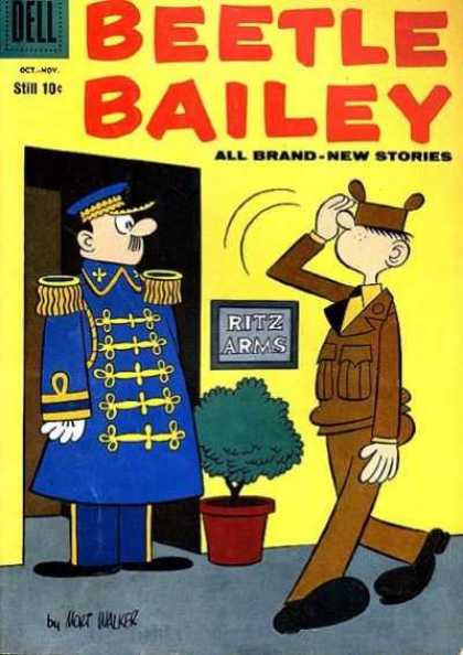 Beetle Bailey 17 - Ritz Arms - Tree - Saluting - Elevator - User In Blue Uniform