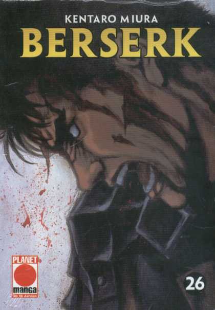 Berserk 25 - Kentaro Miura - Angry Man On Cover - Blood Spatter In Back Ground - Volume 26 - Planet Manac