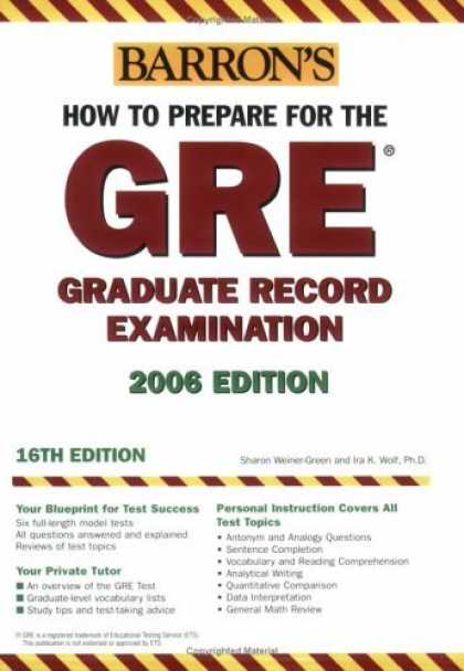 Bestsellers (2006) - How to Prepare for the GRE: 2006-2007 (Barron's How to Prepare for the Gre: Grad