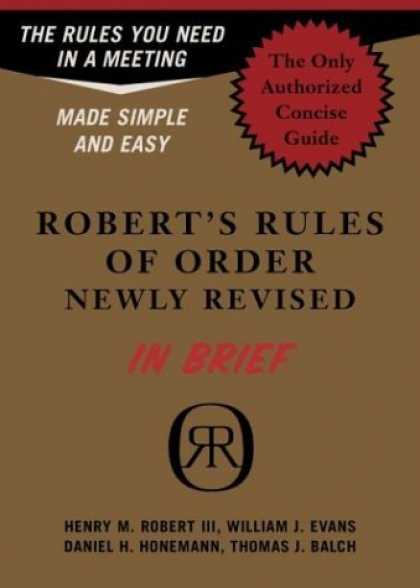 Bestsellers (2006) - Robert's Rules of Order Newly Revised in Brief (Roberts Rules of Order (in Brief