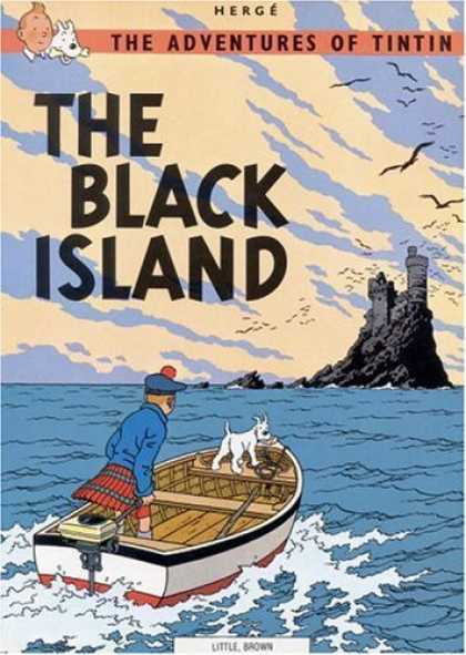 Bestselling Comics (2006) - The Black Island (The Adventures of Tintin) by Herge - The Adventures Of Tintin - Herge - The Black Island - Black Stone Castle - Brown Motor Boat On Rough Sea