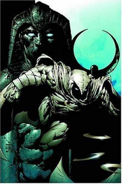 Bestselling Comics (2006) - Moon Knight Volume 1: The Bottom Premiere HC by Charlie Huston - Creepy - Mummified - Stone Statue - Glowing Eyes - Fierce