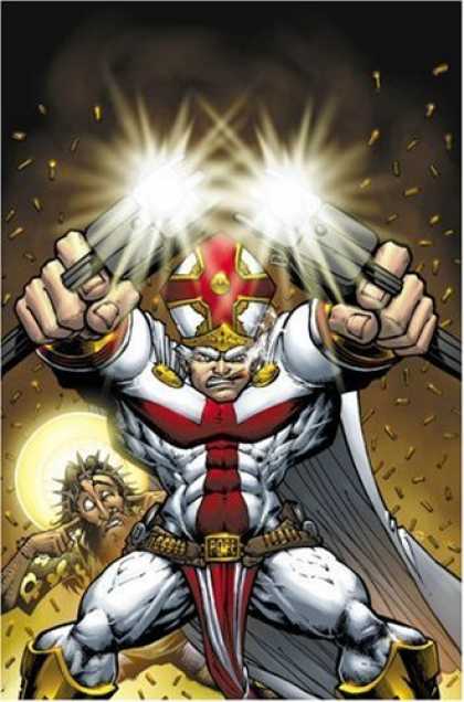Bestselling Comics (2006) - Battle Pope Volume 1: Genesis by Robert Kirkman - Red - Gold - Priest - Guns - Jesus