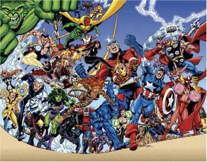 Bestselling Comics (2006) - Avengers Assemble, Vol. 1 by Kurt Busiek - Incredible Hulk - Shield - Captain America - Crowd - Superheroes