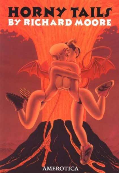 Bestselling Comics (2006) - Horny Tails by Richard Moore - Richard Moore - Erotic Comics - Two Flying Girls Kissing - Amerotica - Volcano In Background