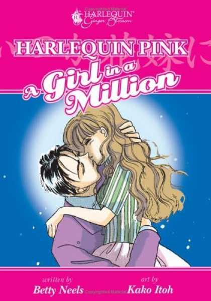 Bestselling Comics (2006) - Harlequin Pink: A Girl In A Million (Harlequin Ginger Blossom Mangas) by Betty N - A Couple Kissing - Blue Sky - Stars - Striped Shirt - Purple Suit