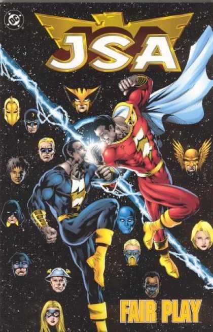 Bestselling Comics (2006) - JSA: Fair Play (Book 4) by Geoff Johns - Jsa - Blue Outfit - Red Outfit - Lightning - Heroes