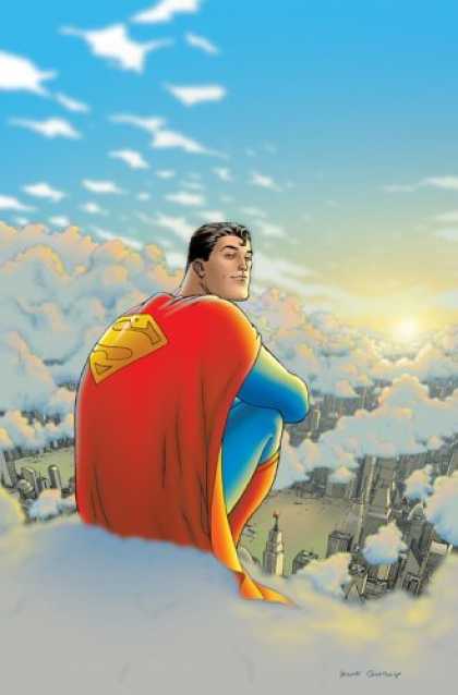Bestselling Comics (2006) - All Star Superman: Volume 1 (All Star) by Grant Morrison - Superman - Clouds - Metropolis - Blue Skies - Sun Rise