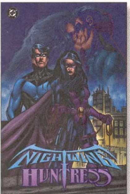 Bestselling Comics (2006) - Nightwing & Huntress by Devin Grayson - Night - Sky - Couple - Kiss - Buildings