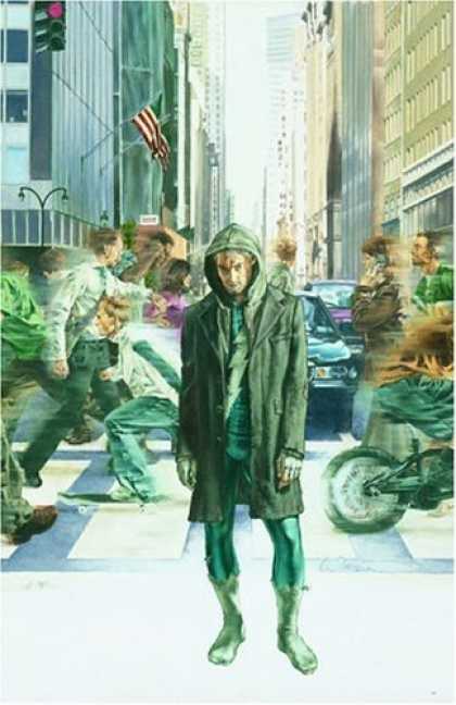 Bestselling Comics (2006) - Decimation: Son Of M TPB by David Hine - American Flag - Street Lights - Car - Bike - Jacket