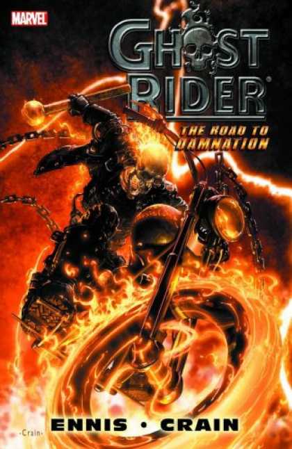 Bestselling Comics (2007) - Ghost Rider: The Road To Damnation (Marvel Graphic Novel) by Garth Ennis - Skeleton - Jacket - Flames - Chain - Ghost Rider