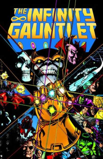 Bestselling Comics (2007) - Infinity Gauntlet (Marvel Comics) by Jim Starlin - Infinity Gauntlet - Skulls - Jewels - Fist - Glove