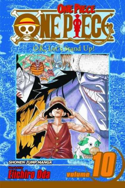 Bestselling Comics (2007) - One Piece, Volume 10: OK, Let's Stand Up! by Eiichiro Oda - One Piece - Volume 10 - Ok Lets Stand Up - Floppy Hat - Green And White Animal