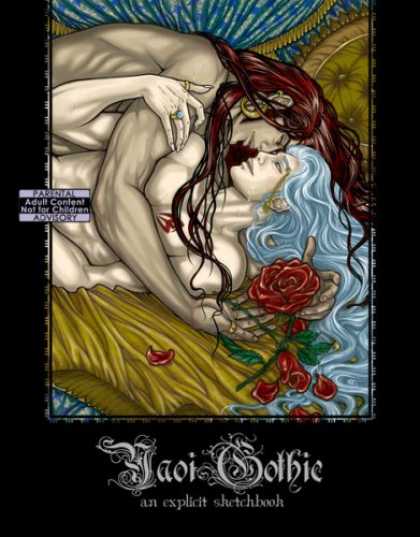 Bestselling Comics (2007) - Yaoi Gothic: An Explicit Sketchbook by Laura Carboni - Women Love - Women Hug - Naked Women - Blue And Red Hair - Roses