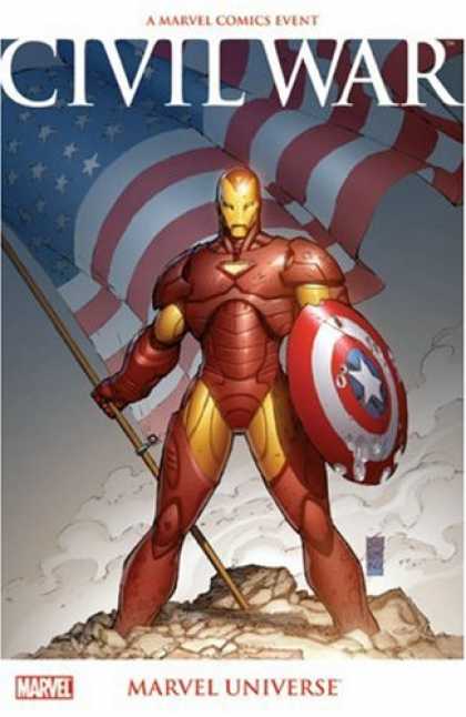 Bestselling Comics (2007) - Civil War: Marvel Universe by Ed Brubaker - Civil War - American Flag - Star Shield - Triumph - Robot