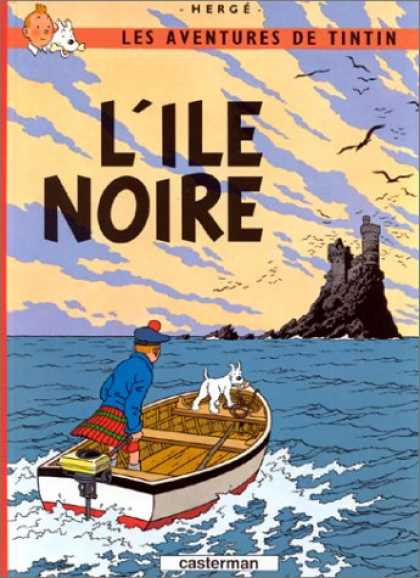 Bestselling Comics (2007) - Les Aventures de Tintin: L'Ile Noire (French Edition of The Black Island) by Her - Boat - Kilt - Castle - Ocean - Dog