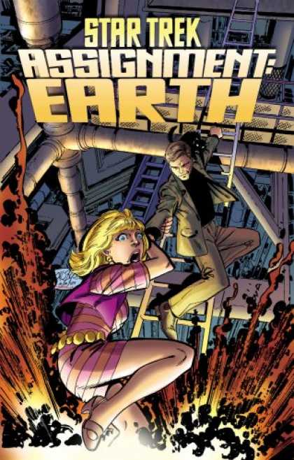 Bestselling Comics (2008) - Star Trek: Assignment Earth by John Byrne - Assignment Earth - Woman - Pink Dress - Ladder - Man