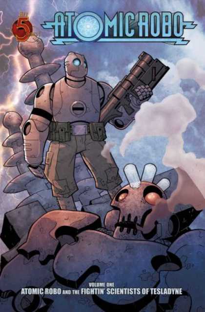 Bestselling Comics (2008) - Atomic Robo TPB Volume 1: Atomic Robo & the Fightin' Scientists of Tesladyne (v. - Atomic Robo - Robot - Weapon - Clouds - Gun