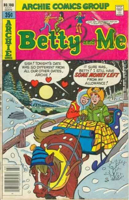 Betty and Me 100 - Archie Comics Group - Man - Woman - Horse - Snow