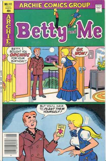 Betty and Me 111 - Orchids - Brown Suit - Door - Curtains - Flowers