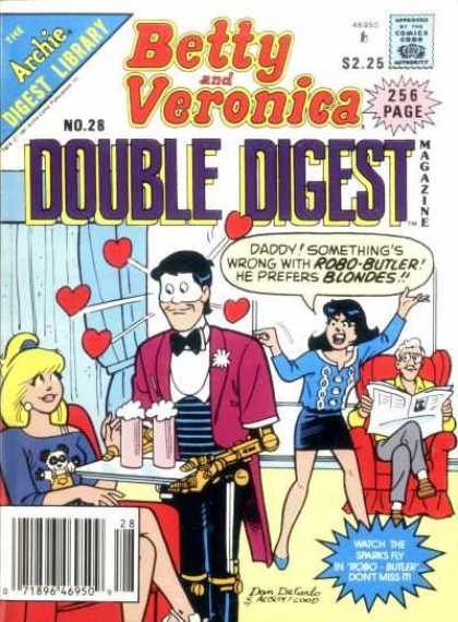 Betty and Veronica Double Digest 28 - Archie Digest Library - Approved By The Comics Code - Hearts - Man - Woman