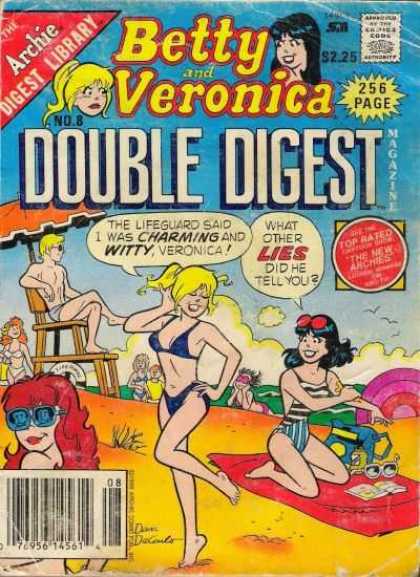 Betty and Veronica Double Digest 8 - Pretty Girls - Bathing Suits - The Beach - Swimmers - Sunbathing