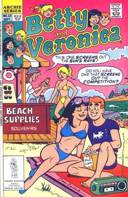 Betty and Veronica 33 - Archie - Beach - Sunscreen - Blanket - Popcorn