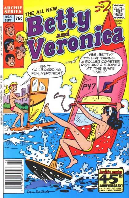 Betty and Veronica 4 - Sailboard - Water - Cloud - City - Bikini