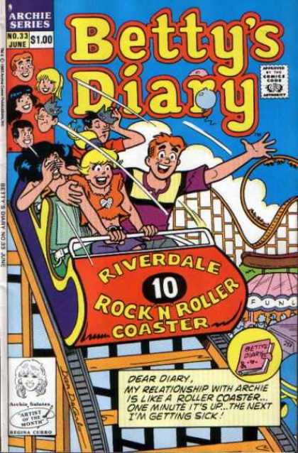 Betty's Diary 33 - Betty - Roller Coaster - Archie - June Issue - Theme Park