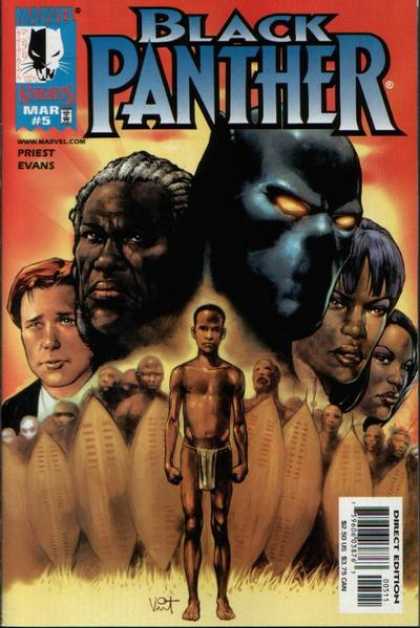 Black Panther (1998) 5 - African Boy - Shields - African Army - Black Man With White Hair - White Man In Suit