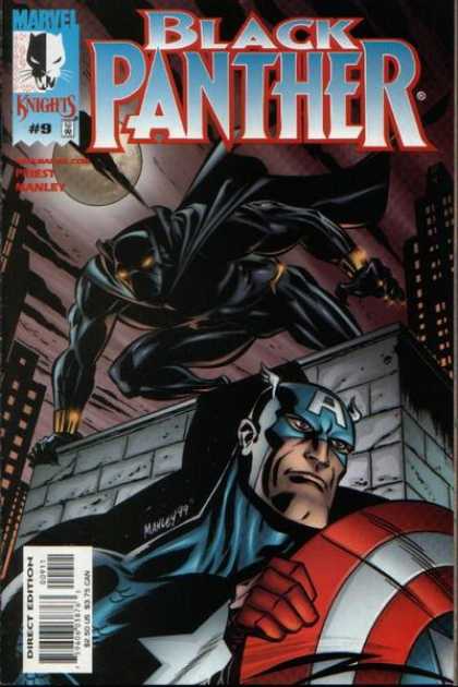 Black Panther (1998) 9 - Captain America - Skyscrapers - Moon - Stalking - Night - Mike Manley