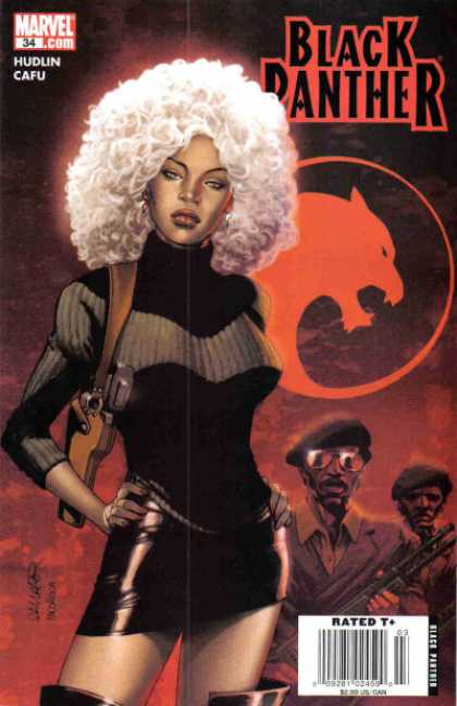 Black Panther (2005) 34 - Afro - Shoulder Holster - Beret - Mini Skirt - Machine Gun - Salvador Larroca