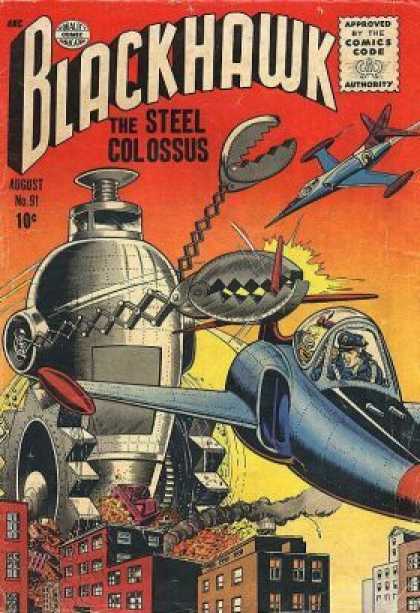 Blackhawk 91 - Approved By The Comics Code Authority - August - No51 - Aeroplane - Building