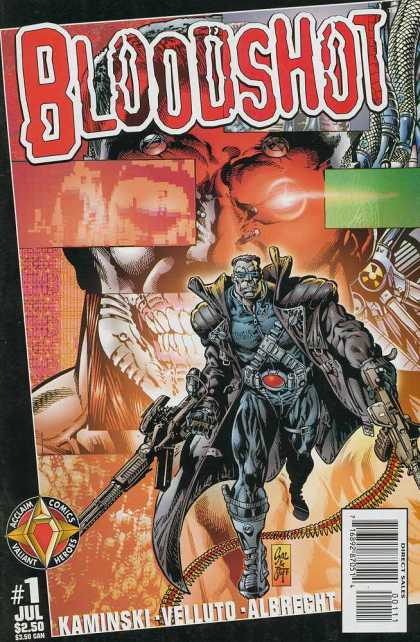 Bloodshot (1997) 1 - July Issue - Machine Guns - Laser Coming Out Of Eye - Skull - Muscle