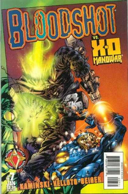 Bloodshot (1997) 7 - X-o Manowar - Blasting - Guns - Laser Beams - Hand