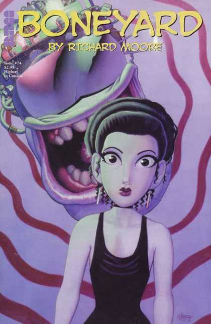 Boneyard 24 - Girl - Earrings - Gapping Mouth - Staring - Purple