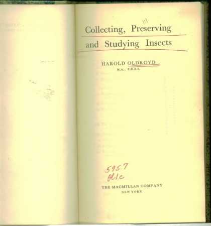 Books About Collecting - Collecting, Preserving and Studying Insects