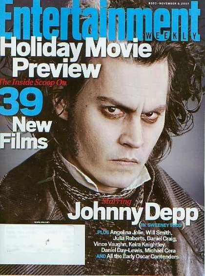Books About Movies - Entertainment Weekly November 9 2007 - Johnny Depp, 39 New Films, Holiday Movie