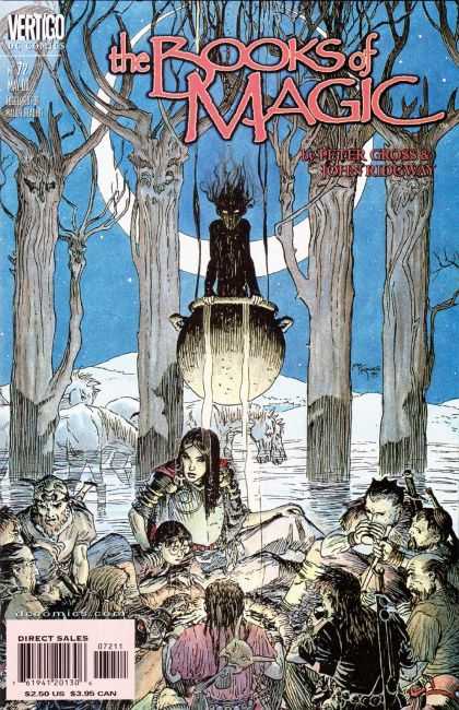 Books of Magic 72 - Moon - Trees - Night - Cauldron - Fog - Michael Kaluta
