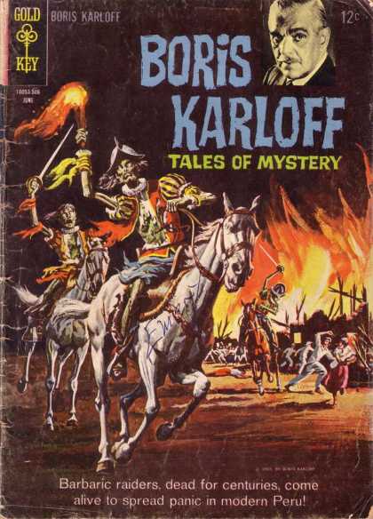 Boris Karloff Tales of Mystery 10 - Gold Key - Man - Horse - Torch - Fire