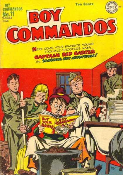 Boy Commandos 11 - Captain Rip Carter - Summer Issue - Ten Cents - Buy War Bonds - Smashing New Adventures