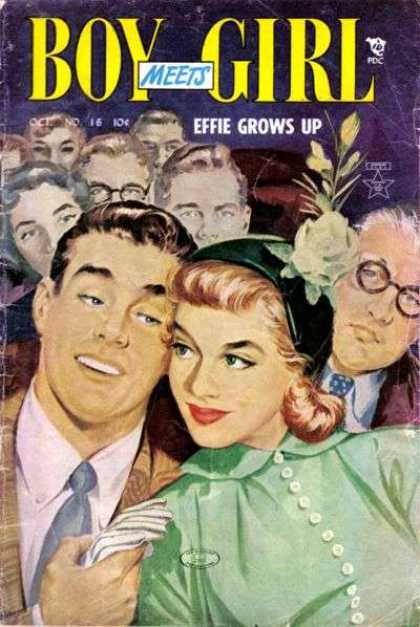 Boy Meets Girl 16 - Effie Grows Up - Green Flower Hat - White Glove - Man In Thick Black Glasses - October No 16