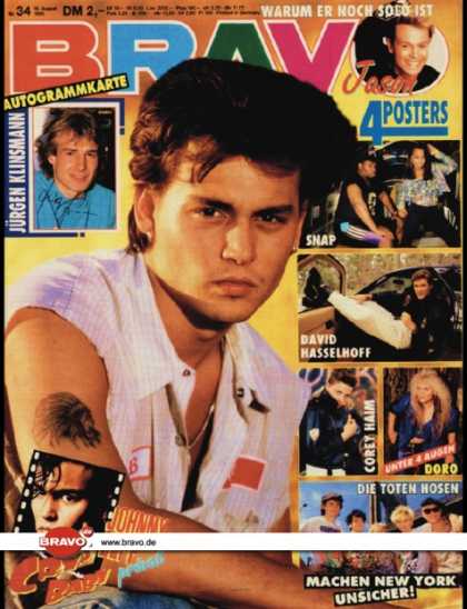 Bravo - 34/90, 16.08.1990 - Johnny Depp - Jason Donovan -