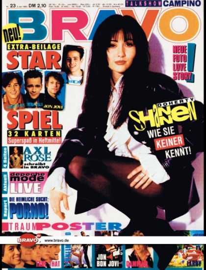 Bravo - 23/93, 03.06.1993 - Shannen Doherty (Beverly Hills 90210, TV Serie) - Axl Rose (